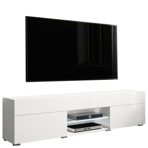Nowoczesna szafka RTV 180cm biały połysk, szuflady