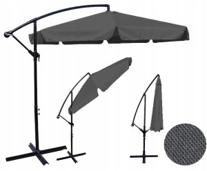 Parasol Ogrodowy Składany Duży 350cm Mocny SZARY CIEMNY