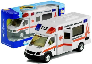 Zabawkowy Ambulans Karetka Pogotowie Jeździ Gra Świeci 1:48