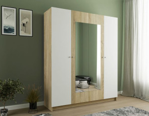 4-drzwiowa Szafa Morena 160x190 Gł. 47 Duże Lustro