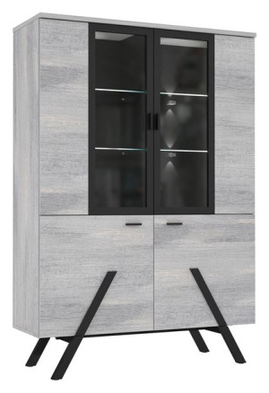 Witryna GOLDEN STATE GDSV623B Nordic Gray Oak + Black + Nordic Gray Oak
