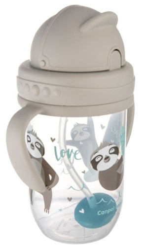 Canpol Babies kubek ze słomką 270 ml Exotic Animals szary 56/606