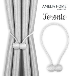 AmeliaHome Zestaw 2 upinaczy na magnes kule TORONTO białe