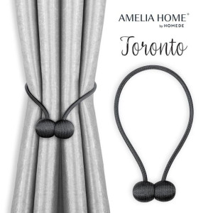 AmeliaHome Zestaw 2 upinaczy na magnes kule TORONTO czarne