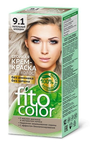 Farba krem do włosów popielaty blond 9.1 Fitocolor