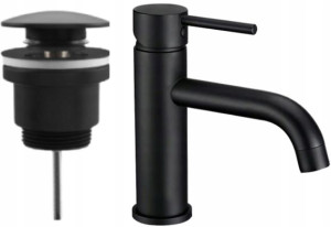 Zestaw Kran + Korek Bateria Nexos Black 16,5 cm