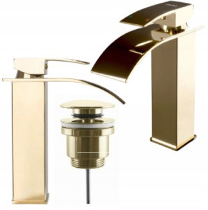 Zestaw Kran Bateria Lotus Gold + Korek Klik Klak