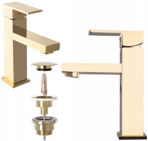 Zestaw Kran Bateria Siena 17 cm Gold + Korek