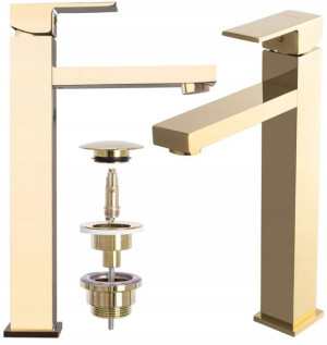 Zestaw Kran Bateria Siena Gold + Korek Klik Klak
