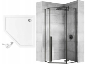Kabina prysznicowa Diamond 90x90 Czarna + Brodzik