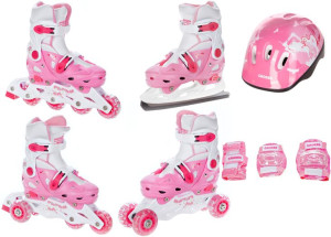 Dziecięce Rolki Wrotki Łyżwy Regulowane 4w1 Raven Balloon Pink 37-40 + kask