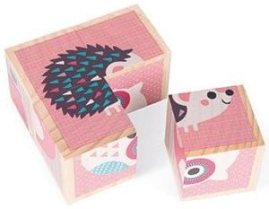 Klocki drewniane Puzzle 6w1 Zwierzątka JANOD 12 m-cy+