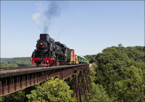 A steam train on a heritage railroad that operates