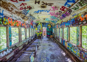 Abandoned passenger train car in Lambertville, New