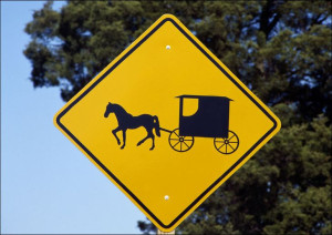A caution sign to auto drivers to be on the lookou