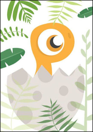 Akuku dino pomarańczowy - plakat 60x80 cm