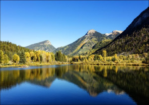 Alpine lake above the Crystal River Valley town of