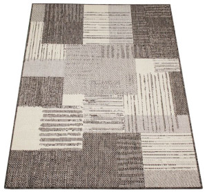 Dywan tkany na płasko antypoślizgowy patchwork beżowy 160x230