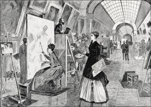 Art Students and Copyists in the Louvre Gallery, P