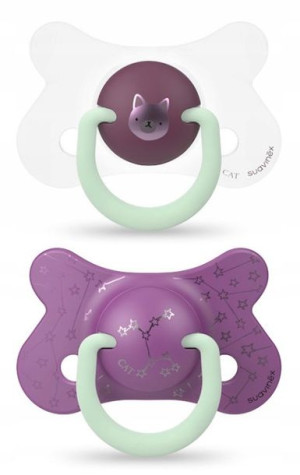 Suavinex 2 Smoczki Night&Day 4-18M Kot Fiolet