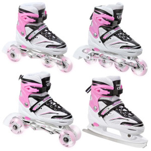 Rolki Łyżwy 4w1 Croxer Novum White/Pink 39-42 LED