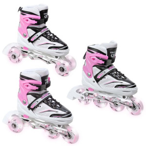 Rolki Wrotki 3w1 Croxer Novum White/Pink 31-34 LED