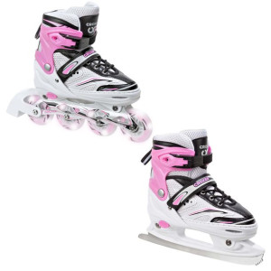 Rolki Łyżwy 2w1 Croxer Novum White/Pink 31-34 LED