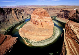 At Horseshoe Bend on the Colorado River in Arizona
