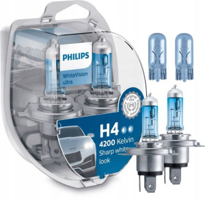 Philips H4 WhiteVision ultra 4200 Kelvinów + W5W