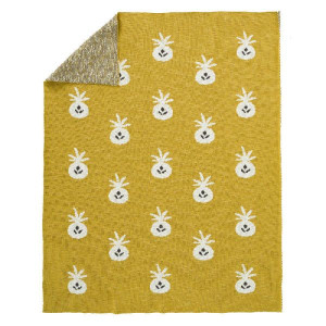 Tkany kocyk dla dziecka z bawełny organicznej Fresk 100x150 Ananas Mustard