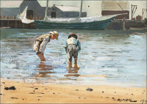 Boys Wading, Winslow Homer - plakat 42x29,7 cm