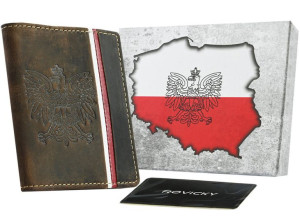 Skórzany portfel patriotyczny z ochroną kart