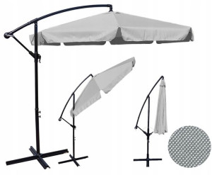 Parasol Ogrodowy Składany Duży 350cm Mocny SZARY JASNY