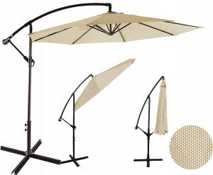 Parasol Ogrodowy Składany na Wysięgniku Duży 300cm Beżowy