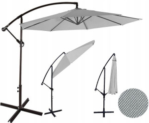 Parasol Ogrodowy Składany na Wysięgniku Duży 300cm szary jasny
