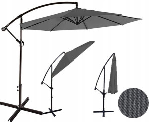 Parasol Ogrodowy Składany na Wysięgniku Duży 300cm szary ciemny