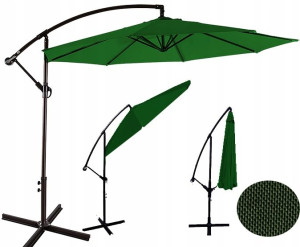 Parasol Ogrodowy Składany na Wysięgniku Duży 300cm Zielony ciemny