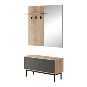 Garderoba z lustrem BASIC BGD104 Grafit mat + Jackson Hickory