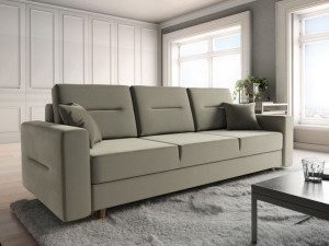 Sofa BERGEN 3-osobowa Do Salonu Funkcja Spania Szara