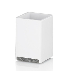 Kubek Kela Cube, żywica polimerowa/kamień, 7 x 7 x 11 cm, biały