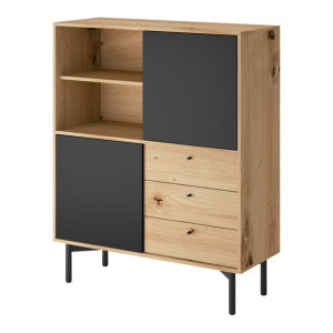 Regał na nóżkach FLOW FR102 Dąb artisan / czarny perlisty