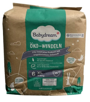Babydream XL 6 pieluchy ekologiczne 14-20 kg, 26 szt,