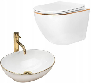 Misa WC Carlo Gold Edge + Umywalka Sofia Rea