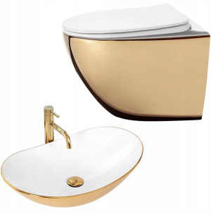 Misa WC Carlo Gold White + Umywalka Royal Rea