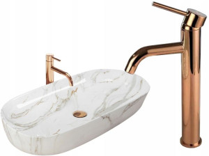 Umywalka CLEO Aiax Marmur Bateria Lungo Rose Gold