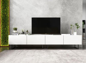 Szafka RTV Loft Industrialna komoda RTV biała MAT 240 cm