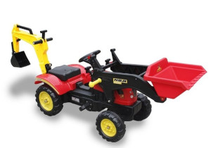 Duży Traktor Branson Ze Spychaczem I Łyżką Czerwony Pedały