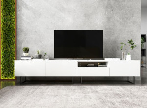 Szafka RTV Loft komoda RTV Industrialna biała MAT 240 cm