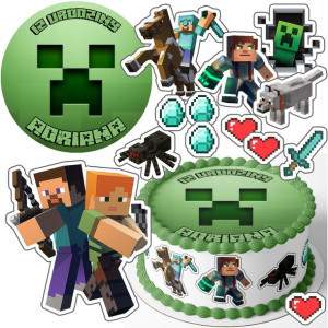 Zestaw Opłatek 24cm + Postacie - Minecraft + Grati