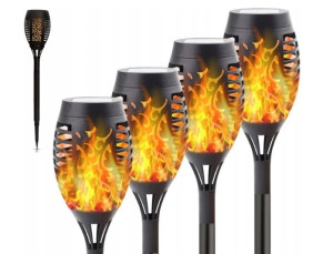 4x Wielka Lampa Solar Led Pochodnia Ogień Płomień